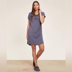 NWT BAREFOOT DREAMS Luxe Milk Jersey Cowl Neck Nightshirt SZ L Graphite